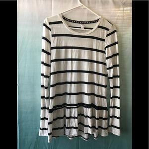 Peplum cropped long sleeved striped top